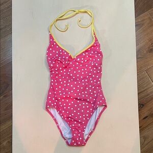 J. Crew Pink and White Polka Dot womens One Piece bathing suit new size 6